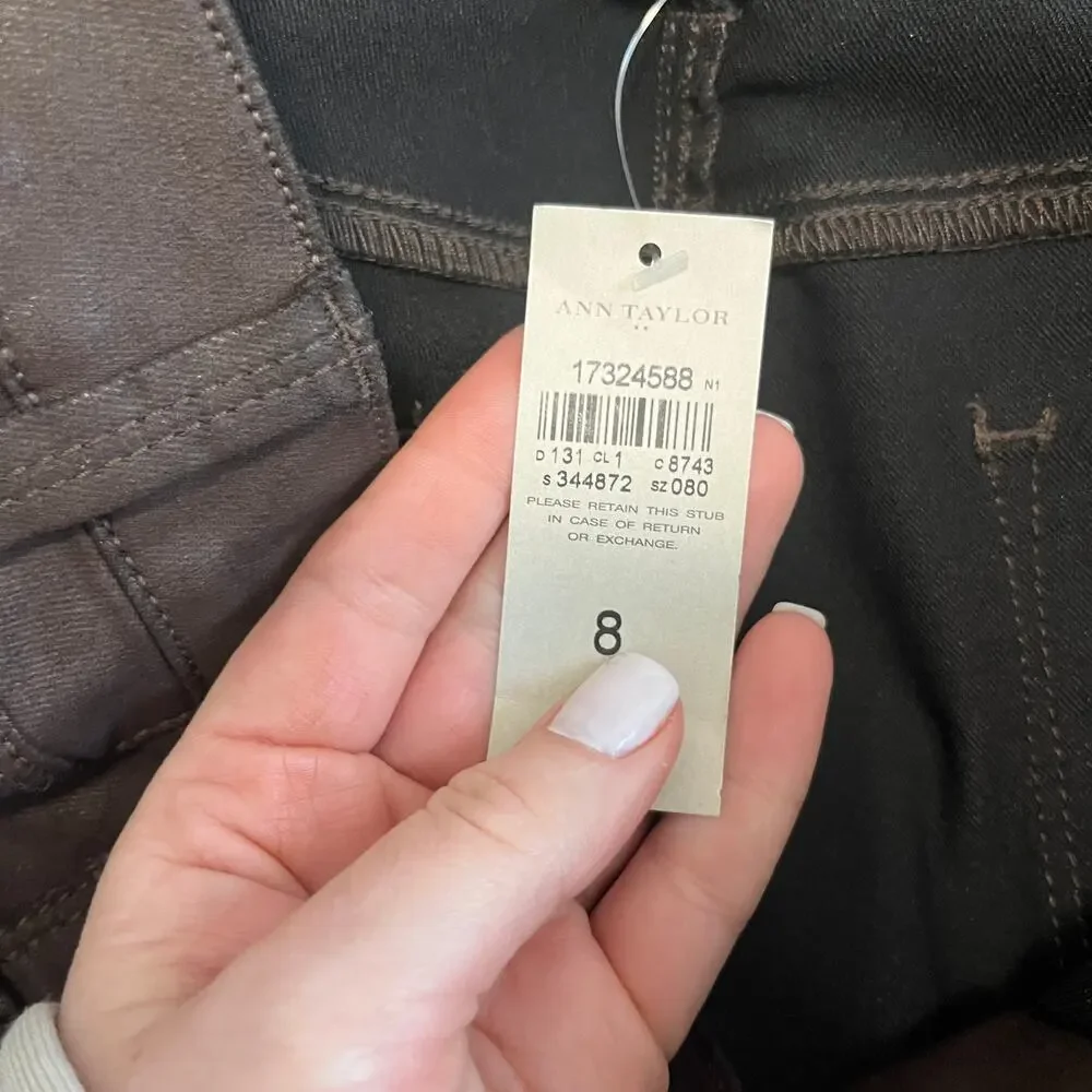 NEW Ann Taylor Brown Shiny Modern Jeans Size 8